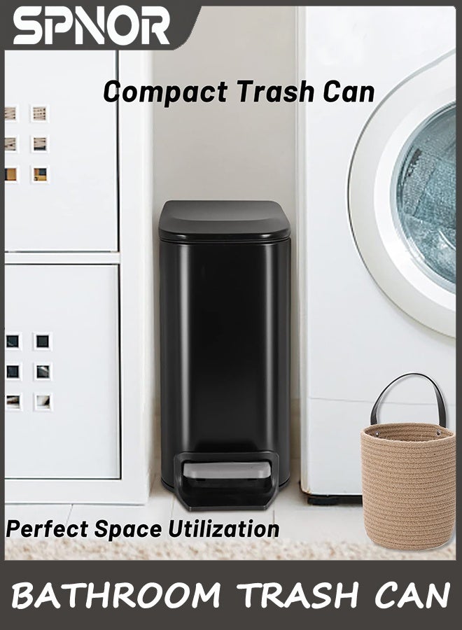 Spnor Small Bathroom Trash Can with Lid Soft Close, Step Pedal, 6 Liter / 1.6 Gallon Stainless Steel Garbage Can with Removable Inner Bucket, Anti-Fingerprint Finish - Image 4